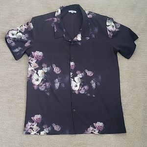 Fashion Nova Black & White Floral Button Down